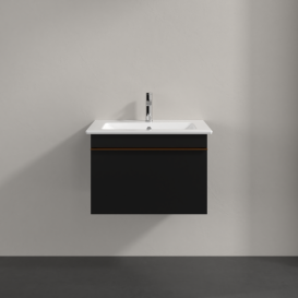 Тумба под раковину Villeroy & Boch Venticello 60,3х50,2 см МДФ черный матовый лак/ручка медь A93305PD