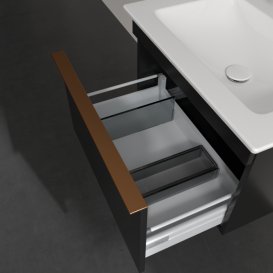Тумба под раковину Villeroy & Boch Venticello 60,3х50,2 см МДФ черный матовый лак/ручка медь A93305PD