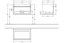 Тумба под раковину Villeroy & Boch Venticello 75,3х50,2 см ДСП/МДФ белое дерево/ручка хром A93401E8