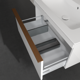 Тумба под раковину Villeroy & Boch Venticello 75,3х50,2 см МДФ глянцевый белый/ручка медь A93405DH