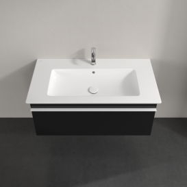 Тумба под раковину Villeroy & Boch Venticello 95,3х50,2 см МДФ черный матовый лак/ручка алюминий белый A93502PD