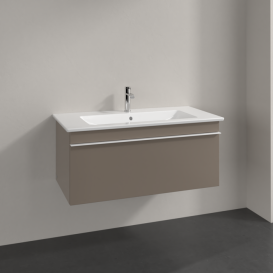 Тумба под раковину Villeroy & Boch Venticello 95,3х50,2 см ДСП трюфель серый/ручка алюминий белый A93502VG