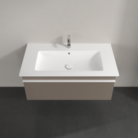 Тумба под раковину Villeroy & Boch Venticello 95,3х50,2 см ДСП трюфель серый/ручка алюминий белый A93502VG