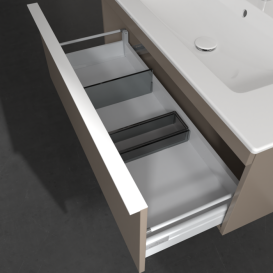 Тумба под раковину Villeroy & Boch Venticello 95,3х50,2 см ДСП трюфель серый/ручка алюминий белый A93502VG