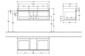 Тумба під раковину Villeroy & Boch Venticello 115,3х50,2 см ДСП/МДФ білий матовий/ручка алюміній білий A93802MS