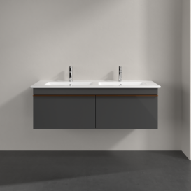 Тумба під раковину Villeroy & Boch Venticello 125,3х50,2 см МДФ глянсовий сірий/ручка мідь A93905FP