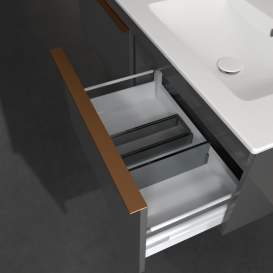 Тумба під раковину Villeroy & Boch Venticello 125,3х50,2 см МДФ глянсовий сірий/ручка мідь A93905FP