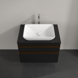 Тумба під раковину Villeroy & Boch Venticello 75,7х50,2 см МДФ чорний матовий лак/ручка мідь A94005PD