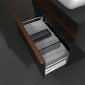 Тумба під раковину Villeroy & Boch Venticello 75,7х50,2 см МДФ чорний матовий лак/ручка мідь A94005PD