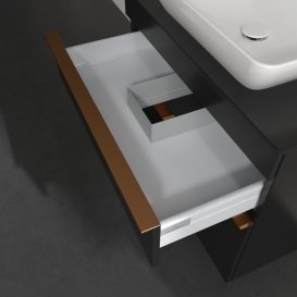 Тумба під раковину Villeroy & Boch Venticello 75,7х50,2 см МДФ чорний матовий лак/ручка мідь A94005PD