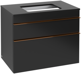 Тумба під раковину Villeroy & Boch Venticello 75,7х50,2 см МДФ чорний матовий лак/ручка мідь A94005PD