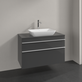 Тумба под раковину Villeroy & Boch Venticello 95,7х50,2 см МДФ глянцевый серый/ручка алюминий белый A94102FP