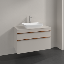 Тумба під раковину Villeroy & Boch Venticello 95,7х50,2 см ДСП м'який сірий/ручка мідь A94105VK