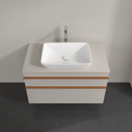 Тумба під раковину Villeroy & Boch Venticello 95,7х50,2 см ДСП м'який сірий/ручка мідь A94105VK