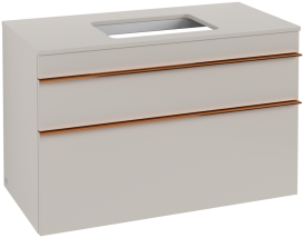 Тумба під раковину Villeroy & Boch Venticello 95,7х50,2 см ДСП м'який сірий/ручка мідь A94105VK