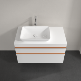 Тумба под раковину Villeroy & Boch Venticello 95,7х50,2 см МДФ глянцевый белый/ручка медь A94205DH