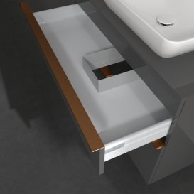 Тумба под раковину Villeroy & Boch Venticello 95,7х50,2 см МДФ глянцевый серый/ручка медь A94305FP
