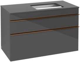 Тумба под раковину Villeroy & Boch Venticello 95,7х50,2 см МДФ глянцевый серый/ручка медь A94305FP