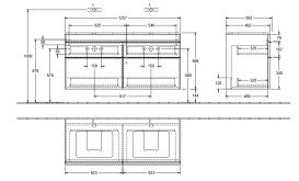Тумба под раковину Villeroy & Boch Venticello 125,7х50,2 см ДСП вяз печатный/ручка хром A94401PN