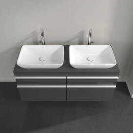 Тумба під раковину Villeroy & Boch Venticello 125,7х50,2 см МДФ глянсовий сірий/ручка алюміній білий A94402FP