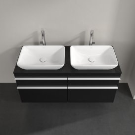 Тумба под раковину Villeroy & Boch Venticello 125,7х50,2 см МДФ черный матовый лак/ручка алюминий белый A94402PD