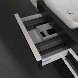 Тумба под раковину Villeroy & Boch Venticello 125,7х50,2 см МДФ черный матовый лак/ручка алюминий белый A94402PD