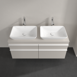 Тумба під раковину Villeroy & Boch Venticello 125,7х50,2 см ДСП м'який сірий/ручка алюміній білий A94402VK