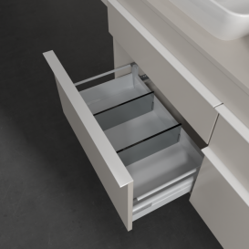 Тумба під раковину Villeroy & Boch Venticello 125,7х50,2 см ДСП м'який сірий/ручка алюміній білий A94402VK