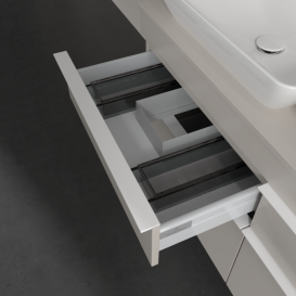Тумба під раковину Villeroy & Boch Venticello 125,7х50,2 см ДСП м'який сірий/ручка алюміній білий A94402VK