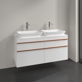 Тумба под раковину Villeroy & Boch Venticello 125,7х50,2 см МДФ глянцевый белый/ручка медь A94405DH