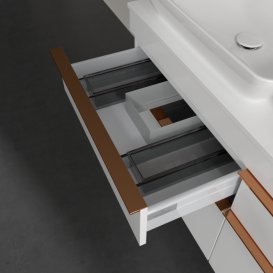 Тумба под раковину Villeroy & Boch Venticello 125,7х50,2 см МДФ глянцевый белый/ручка медь A94405DH