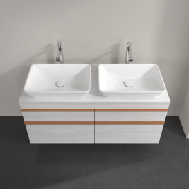 Тумба під раковину Villeroy & Boch Venticello 125,7х50,2 см ДСП/МДФ біле дерево/ручка мідь A94405E8