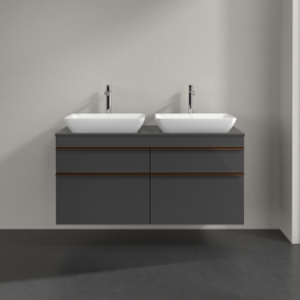 Тумба под раковину Villeroy & Boch Venticello 125,7х50,2 см МДФ глянцевый серый/ручка медь A94405FP