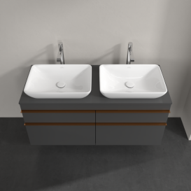 Тумба под раковину Villeroy & Boch Venticello 125,7х50,2 см МДФ глянцевый серый/ручка медь A94405FP