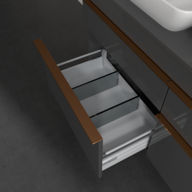 Тумба под раковину Villeroy & Boch Venticello 125,7х50,2 см МДФ глянцевый серый/ручка медь A94405FP