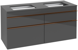Тумба под раковину Villeroy & Boch Venticello 125,7х50,2 см МДФ глянцевый серый/ручка медь A94405FP