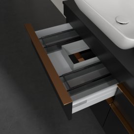 Тумба под раковину Villeroy & Boch Venticello 125,7х50,2 см МДФ черный матовый лак/ручка медь A94405PD