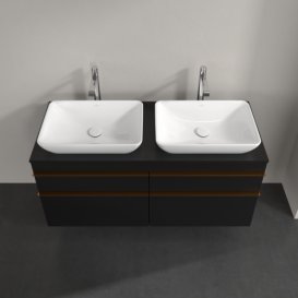 Тумба под раковину Villeroy & Boch Venticello 125,7х50,2 см МДФ черный матовый лак/ручка медь A94405PD