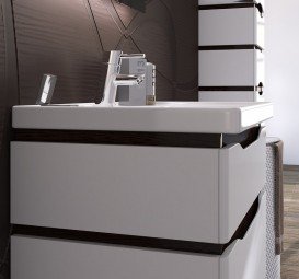 Тумба подвесая Sanwerk Alessa Air 70х44 см с раковиной Канте белый/венге MV0000603