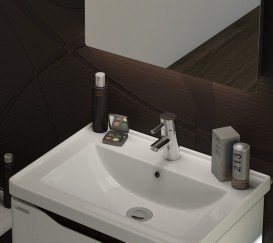 Тумба подвесая Sanwerk Alessa Air 70х44 см с раковиной Канте белый/венге MV0000603