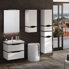 Тумба подвесая Sanwerk Alessa Air 70х44 см с раковиной Канте белый/венге MV0000603