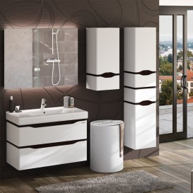 Тумба підвісити Sanwerk Alessa Air 90х44 см з раковиною Канті білий / венге MV0000589