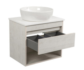 Тумба підвісна Аквародос Шельф 65 см зі стільницею Loft-Iron та раковиною One ДСП нордленд АР000085177