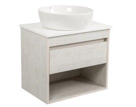 Тумба підвісна Аквародос Шельф 65 см зі стільницею Loft-Iron та раковиною One ДСП нордленд АР000085177