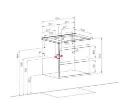 Тумба подвесная Аквародос Шельф 65 см со столешницей Loft-Iron и раковиной Olive ДСП нордленд АР000085193