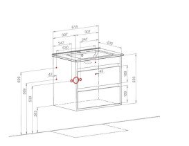 Тумба підвісна Аквародос Шельф 65 см зі стільницею Loft-Iron та раковиною One ДСП нордленд АР000085178