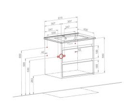 Тумба підвісна Аквародос Шельф 65 см зі стільницею Loft-Iron та раковиною One ДСП нордленд АР000085183
