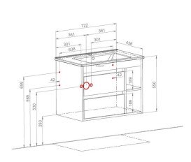 Тумба підвісна Аквародос Шельф 75 см зі стільницею Loft-Iron та раковиною Olive ДСП нордленд АР000085194