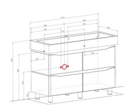 Тумба підвісна Аквародос Венеція 120 см з раковиною Пінто ДСП/МДФ білий АР000042933