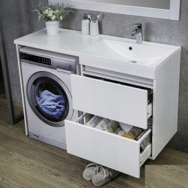 Тумба подвесная Буль-Буль Jamaica 1250x460x925 мм левая с раковиной Amelia 1250 мм искусственный камень белый 11012512210